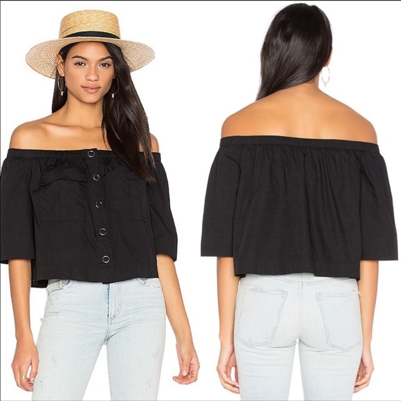 Free People Tops - Free People Head Over Heels Off Shoulder Black Top